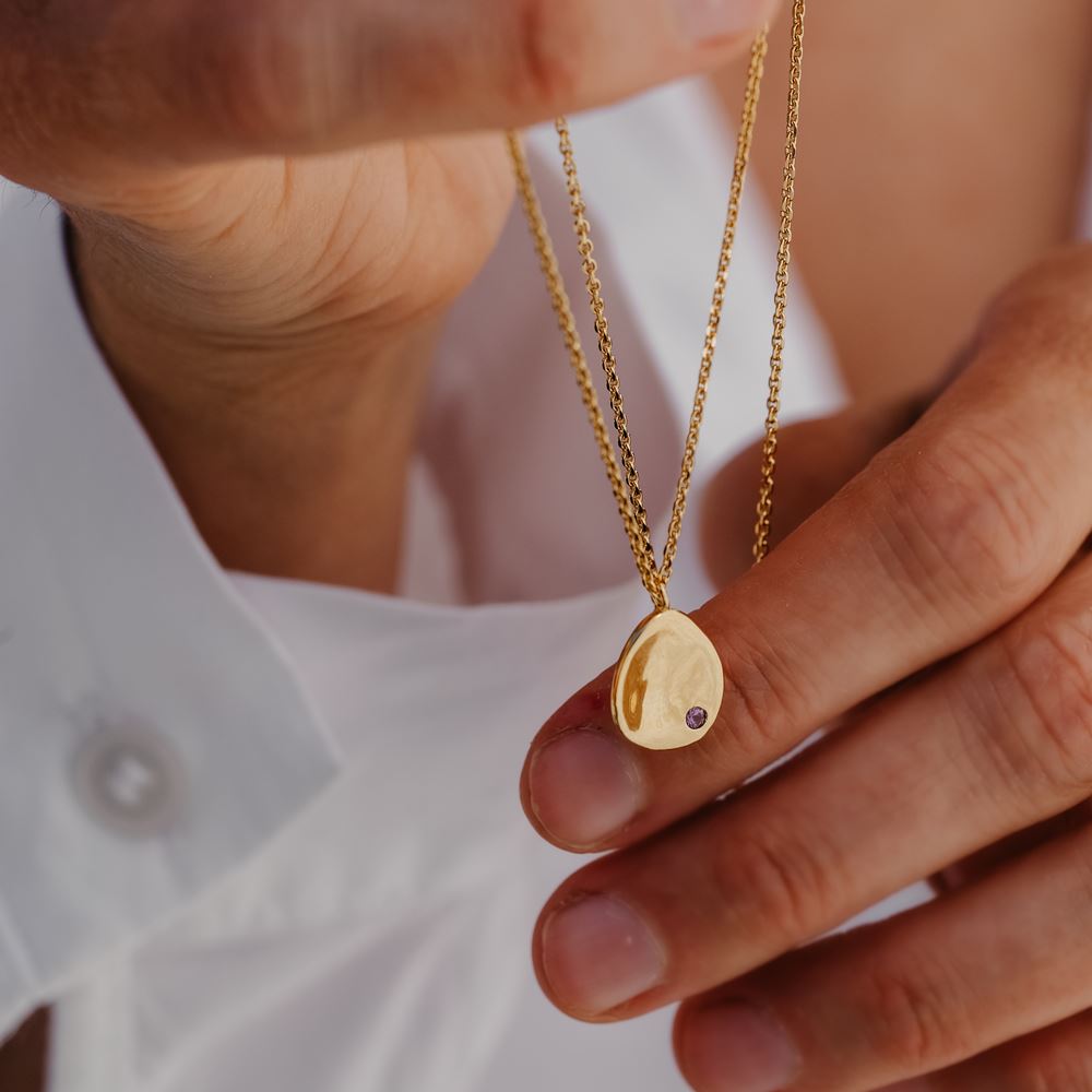 Necklace "Tribe" - 1 stone (18k gold)