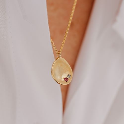 Necklace "Tribe" - 2 stones (18k gold)