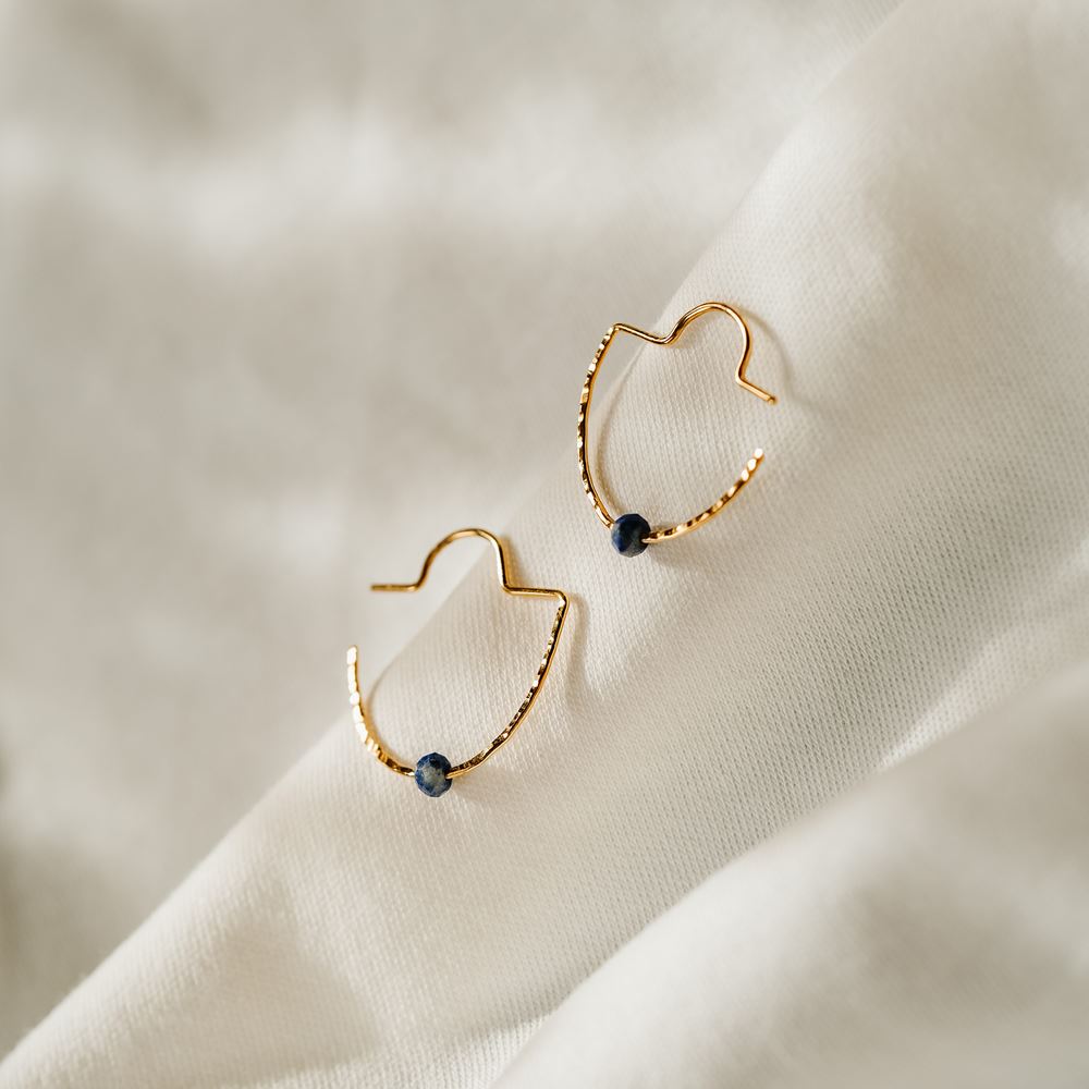 Earrings "Fée Clochette" (18ct gold, lapis lazulis)