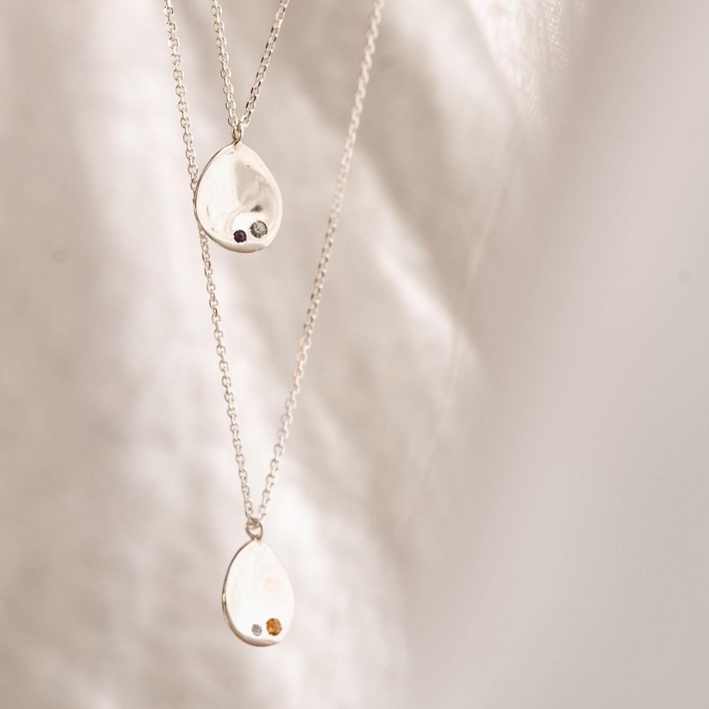 Halsketting "Clan" - 2 steentjes (zilver 925)