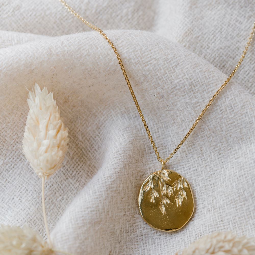 Collier long "Grand-mère Feuillage" (plaqué or)